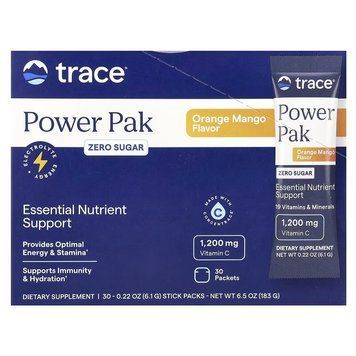 Електроліти без цукру, смак апельсину та манго, Power Pak, Trace, 30 пакетів по 6 гр