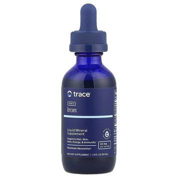 Железо ионизированное в каплях, 22 мг, Ionic Iron, Trace Minerals, 59 мл