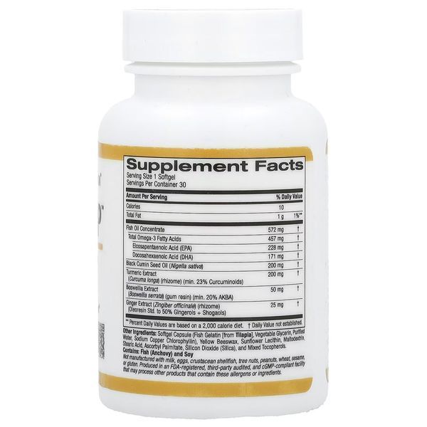 Комплекс для рухливості та комфорту суглобів, CurcuminUP, California Gold Nutrition, 30 желатинових капсул