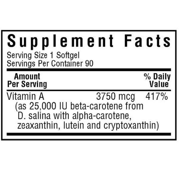 Натуральный бета-каротин, Bluebonnet Nutrition, Beta Carotene 25,000МЕ, 90 гелевых капсул
