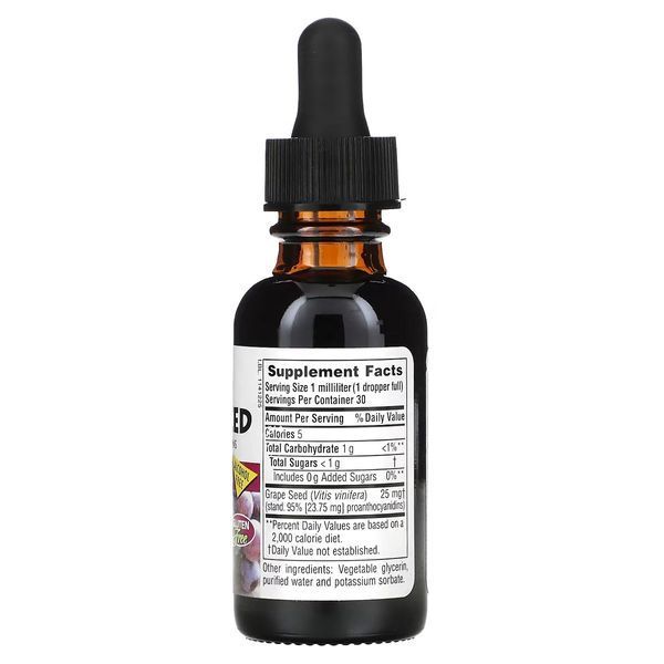 Екстракт виноградних кісточок, 25 мг, без спирту, Grape Seed, Natures Plus, 30 мл