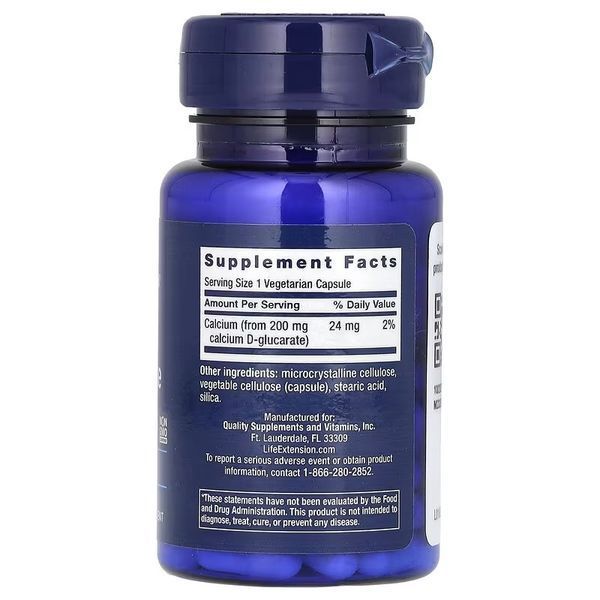 D-глюкарат кальцію, 200 мг, Calcium D-Glucarate, Life Extension, 60 вегетаріанських капсул