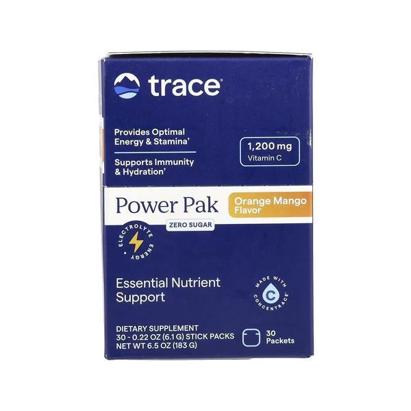 Електроліти без цукру, смак апельсину та манго, Power Pak, Trace, 30 пакетів по 6 гр