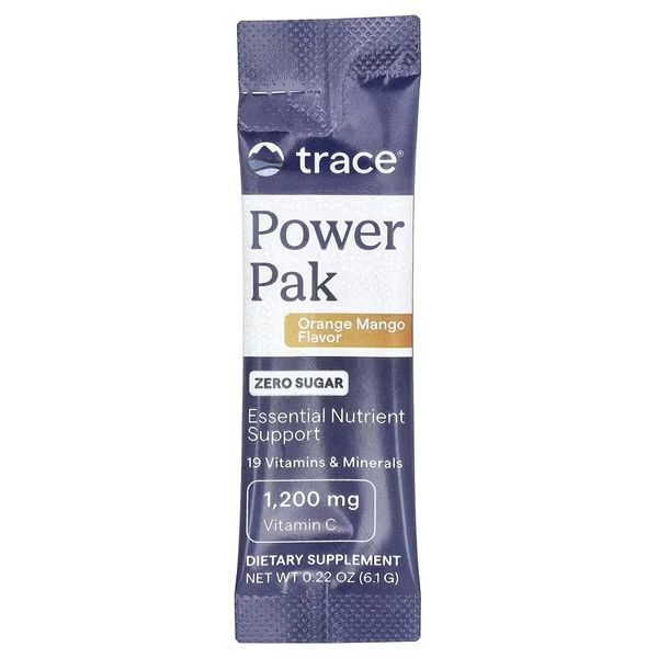 Електроліти без цукру, смак апельсину та манго, Power Pak, Trace, 30 пакетів по 6 гр