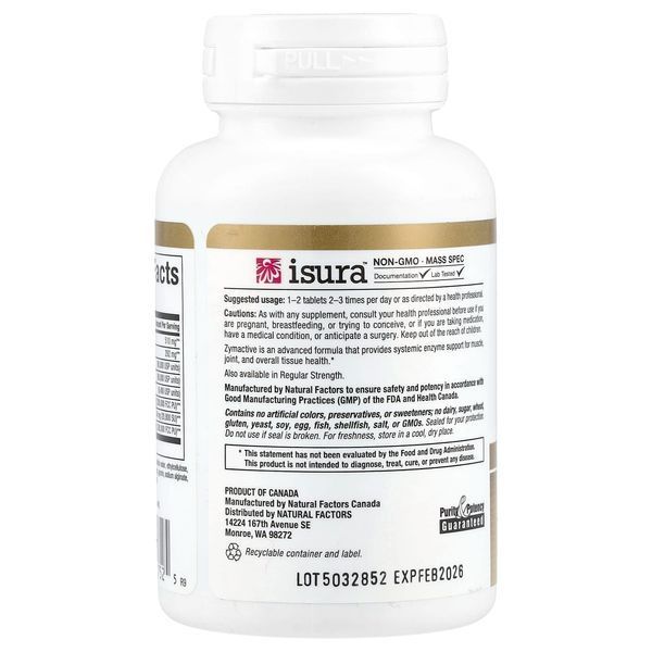 Ферменты двойной концентрации, Zymactive, Double Strength, Natural Factors, 30 таблеток