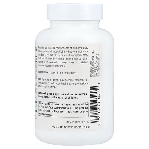 Комплекс вітамінів B, 50 мг, B-50 Complex, Source Naturals, 100 таблеток