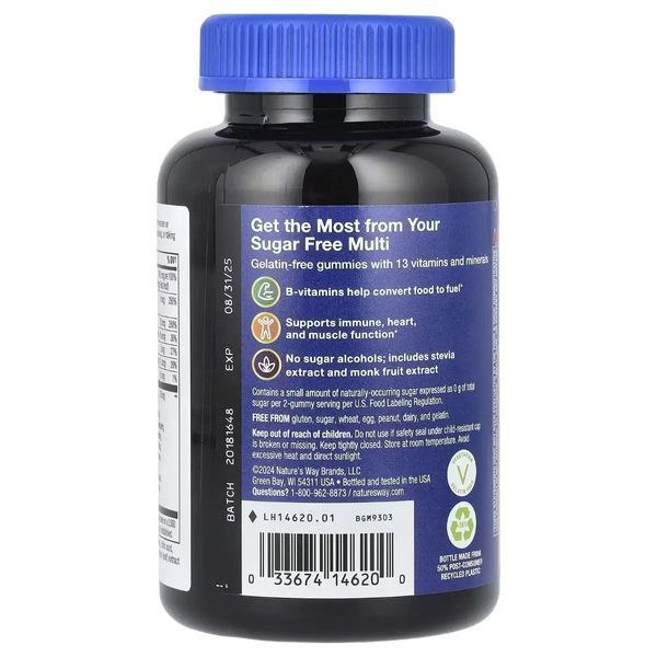 Мультивитамины для мужчин, без сахара, вкус персика, Alive! Men's Gummy Multivitamin, Nature's Way, 50 жевательных конфет