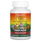 Витамин D3 500 МЕ для Детей, Вкус Черной Вишни, Animal Parade, Natures Plus, 90 жевательных таблеток