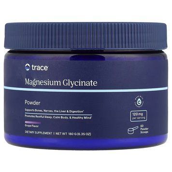 Магний глицинат, вкус винограда, Magnesium Glycinate Powder, Trace, 180 гр