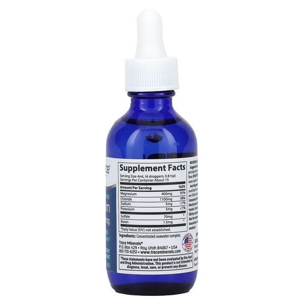 Магній іонізований у краплях, 400 мг, Ionic Magnesium, Trace Minerals, 59 мл