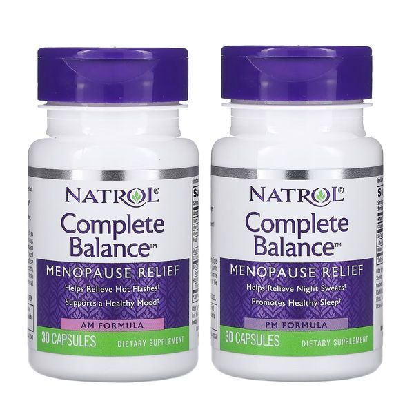 УЦЕНКА Полный Комплекс для Облегчение Менопаузы, Complete Balance, Menopause Relief, Natrol, две баночки по 30 капсул в каждой (мятая коробка)