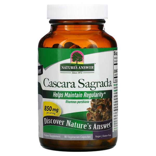 Каскара Саграда, 850 мг, Cascara Sagrada, Nature's Answer, 90 вегетаріанських капсул