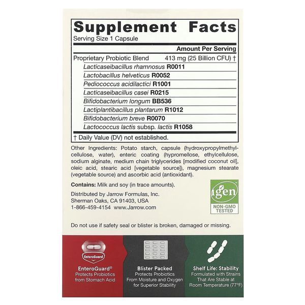 Пробіотики, 25 млрд КУО, Jarro-Dophilus EPS, Jarrow Formulas, 30 вегетаріанських капсул