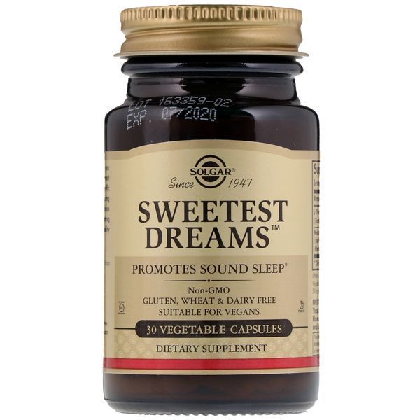 Комплекс для Сна Сладкий Сон с Мелатонином и L-теанином, Sweet Dreams, Solgar, 30 капсул