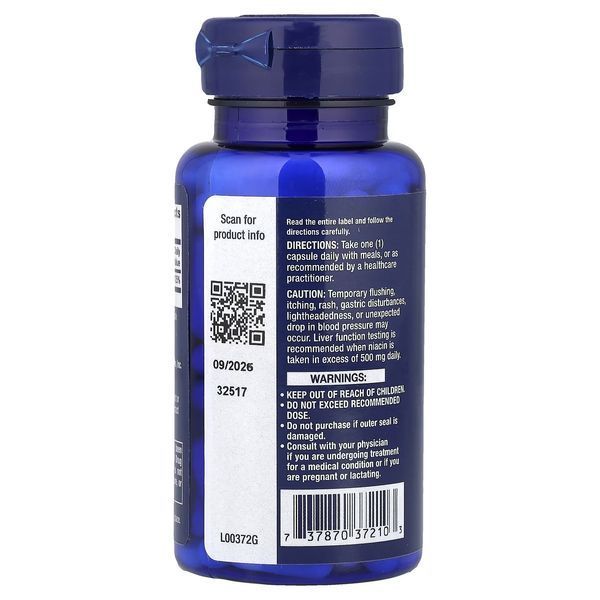 Ниацин, Витамин B3, 500 мг, Vitamin B3 Niacin, Life Extension, 100 капсул