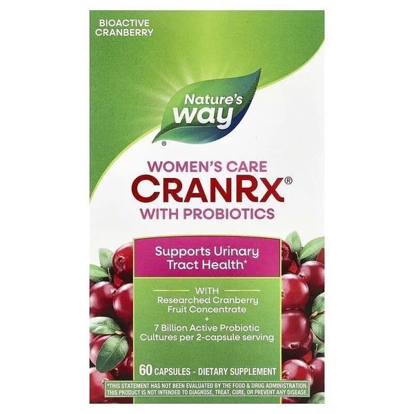 Клюква биоактивная с пробиотиком, женское здоровье, CranRx, Women's Care with Probiotics, Nature's Way, 60 вегетарианских капсул