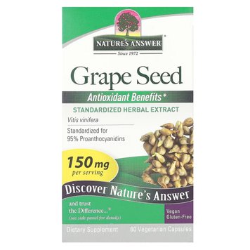 Виноградні кісточки, 150 мг, Grape Seed, Nature's Answer, 60 вегетаріанських капсул