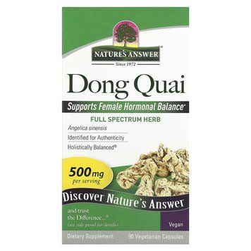 Дудник (Дягиль), 500 мг, Dong Quai, Nature's Answer, 90 вегетарианских капсул