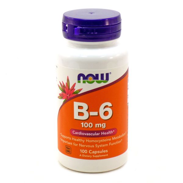 Вітамін В6 (Піридоксин), Vitamin B6, Now Foods, 100 мг, 100 капсул