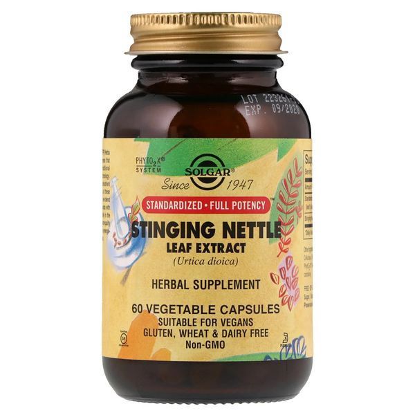 Кропива, Екстракт листя, Nettle Leaf Extract, Solgar, 60 таблеток