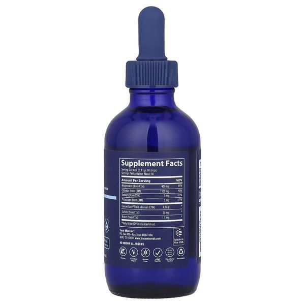 Магний ионизированный в каплях, 400 мг, Ionic Magnesium, Trace Minerals, 118 мл