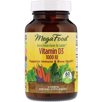 Витамин D3 1000 IU, Vitamin D3, MegaFood, 60 таблеток