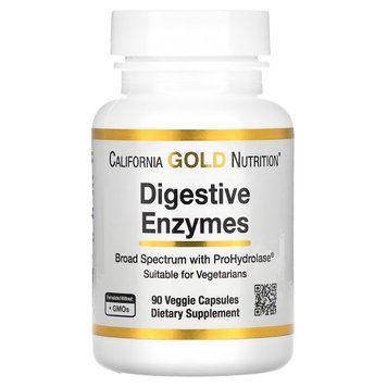 Травні ферменти, Digestive Enzymes, California Gold Nutrition, 90 вегетаріанських капсул