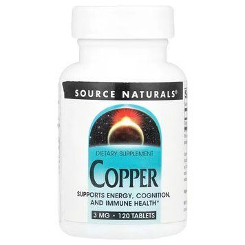 Мідь, 3 мг, Copper, Source Naturals, 120 таблеток