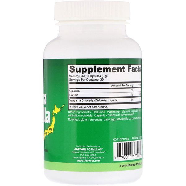 Хлорелла, Yaeyama Chlorella, Jarrow Formulas, 150 капсул