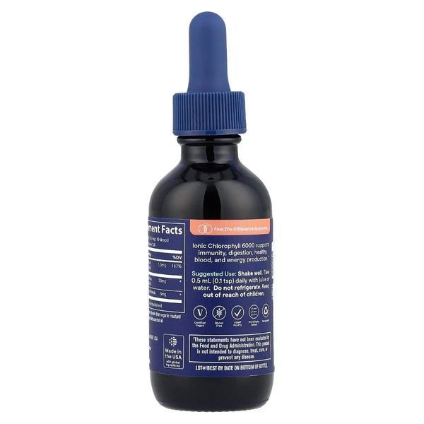 Хлорофилл Концентрированный ионный, 6000 мг, вкус мяты, Concentrated Ionic Chlorophyll, Trace Minerals, 59 мл