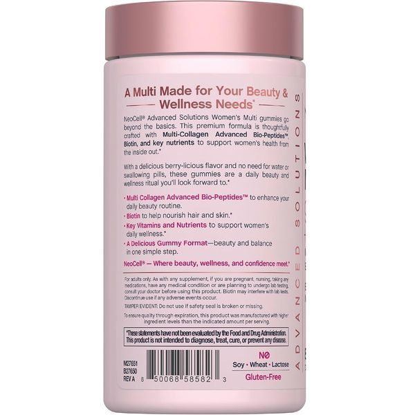 Мультивитамины для женщин с коллагеном, Womens Multivitamin, Multi Collagen Advanced Bio-Peptides, Neocell, 80 жевательных конфет
