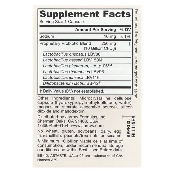 Пробиотики для женщин, 10 млрд КОЕ, Vegan Fem Dophilus, Advanced, 10 Billion CFU, Jarrow Formulas, 30 вегетерианских капсул