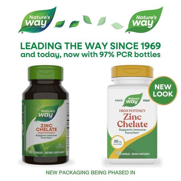 Цинк Хелат, Zinc Chelate, Nature's Way, 30 мг, 100 капсул