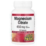 Магній цитрат, 450 мг, Magnesium Citrate, Natural Factors, 90 капсул