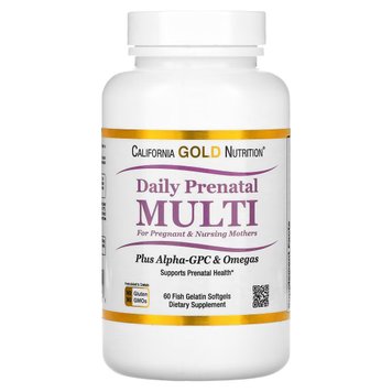 Мультивітаміни для вагітних, Prenatal MultiVitamin, California Gold Nutrition, 60 желатинових капсул