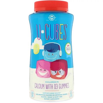 Кальцій з D3 для Дітей, U-Cubes, Children's Calcium With D3, Solgar, 120 жувальних цукерок