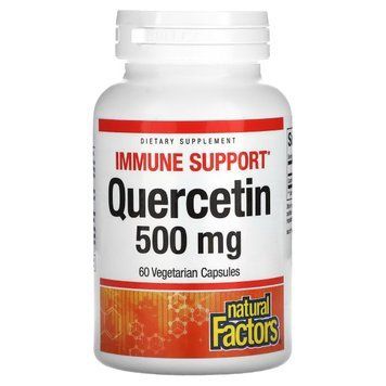 Кверцетин, 500 мг, Quercetin, Natural Factors, 60 вегетарианских капсул