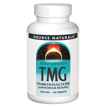 Триметилгліцин, ТМГ, TMG, 750 мг, Source Naturals, 60 таблеток