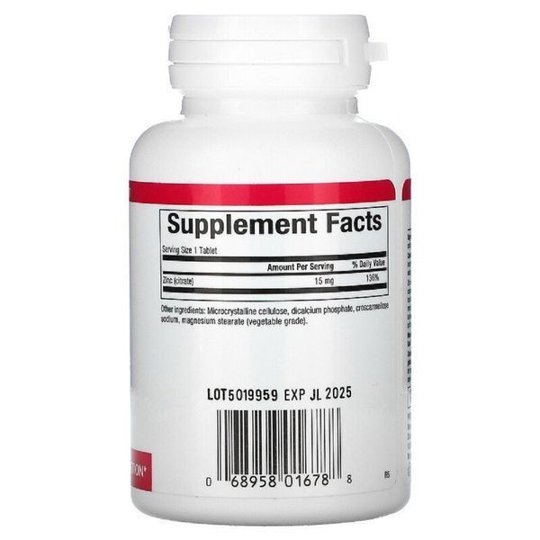 Цитрат цинку, Zinc Citrate, Natural Factors, 15 мг, 90 таблеток