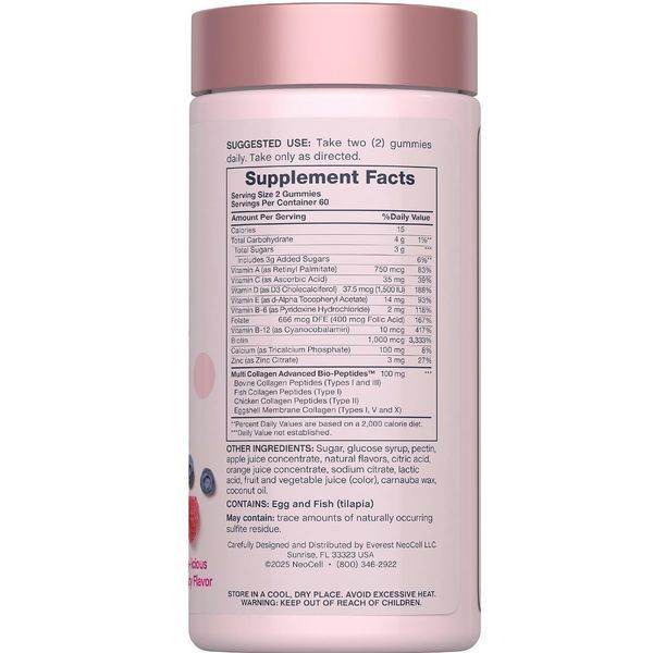 Мультивітаміни для жінок з колагеном, Womens Multivitamin, Multi Collagen Advanced Bio-Peptides, Neocell, 120 жувальних цукерок