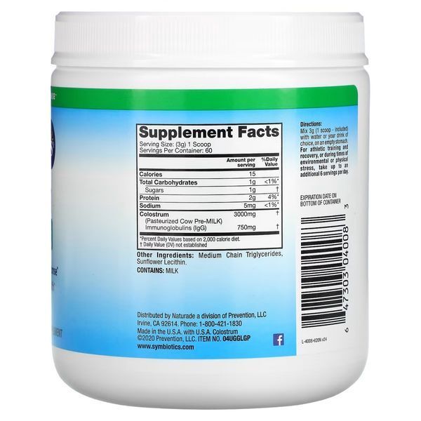Молозиво, 3000 мг, Colostrum Plus, Symbiotics, 180 гр