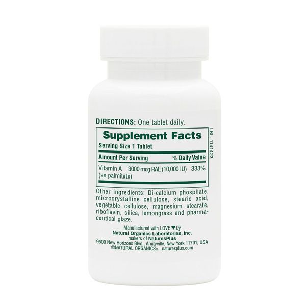 Вітамін А, Vitamin A, Natures Plus, 10,000 МЕ, 90 таблеток