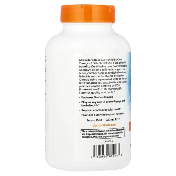 Рыбий жир Омега-3, Doctor's Best, Omega 3 Fish Oil with Goldenomega, 1000 мг, 120 капсул