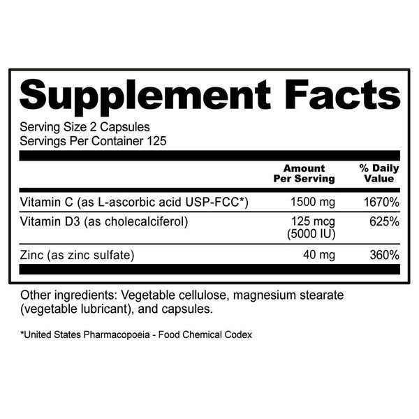 Витамин C, D3 и цинк, Immunity, Vitamin C, D3 & Zinc, NutriBiotic, 250 капсул