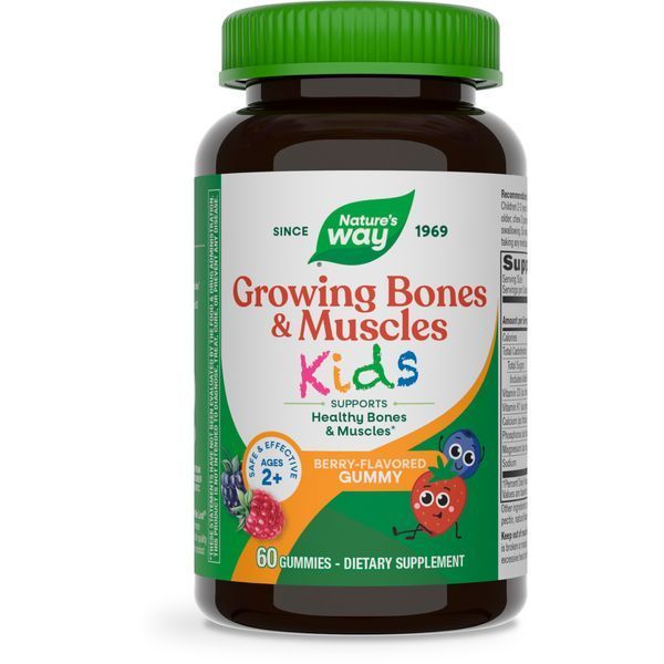 Здоровый рост костей и мышц, для детей от 2 лет, вкус ягод, Kids, Growing Bones&Muscles Gummy, Ages 2 +, Nature's Way, 60 жевательных конфет