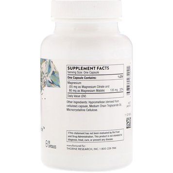 Магній (Цитрат \ Малат), Magnesium Citramate, Thorne Research, 90 капсул