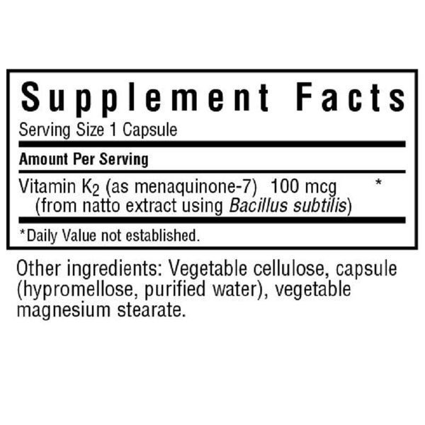 Вiтамiн К2 100мкг, Bluebonnet Nutrition, 50 вегетаріанських капсул