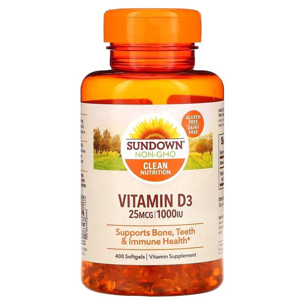 Вітамін D3, 1000 МО, Vitamin D3, Sundown Naturals, 400 гелевих капсул