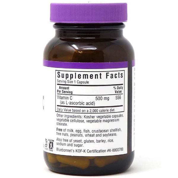 Вiтамiн С 500мг, Bluebonnet Nutrition, 90 вегетаріанських капсул