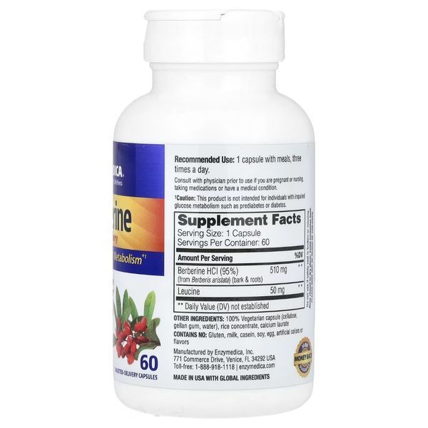 Берберін, Berberine, Enzymedica, 60 капсул